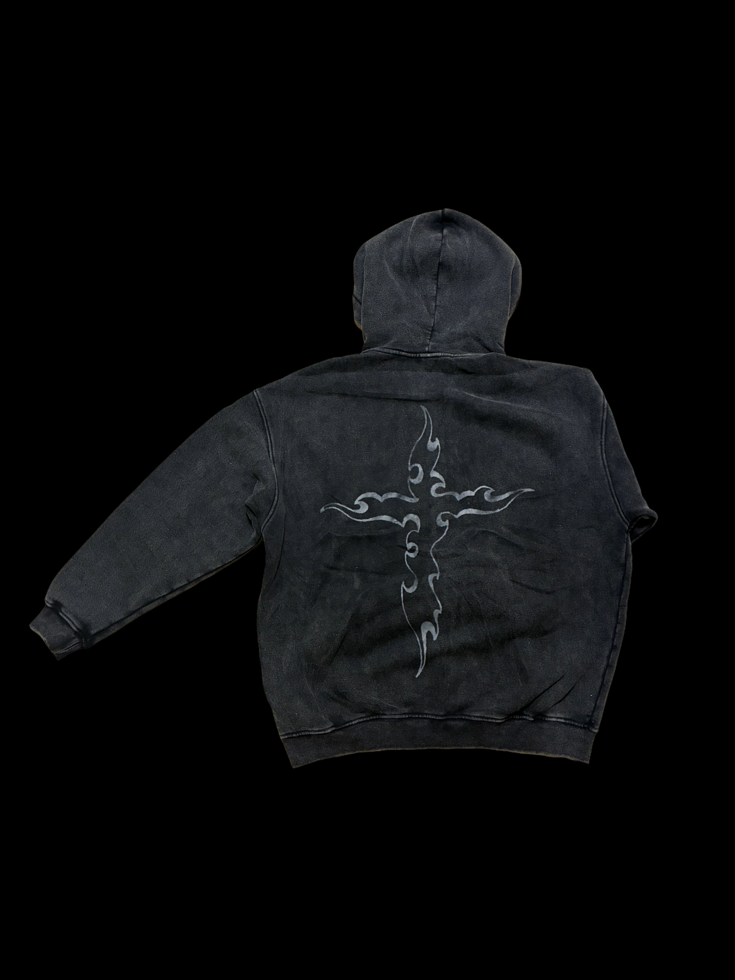 Sacred Blessings 'GENESIS' Acid Black Zipped Hoodie