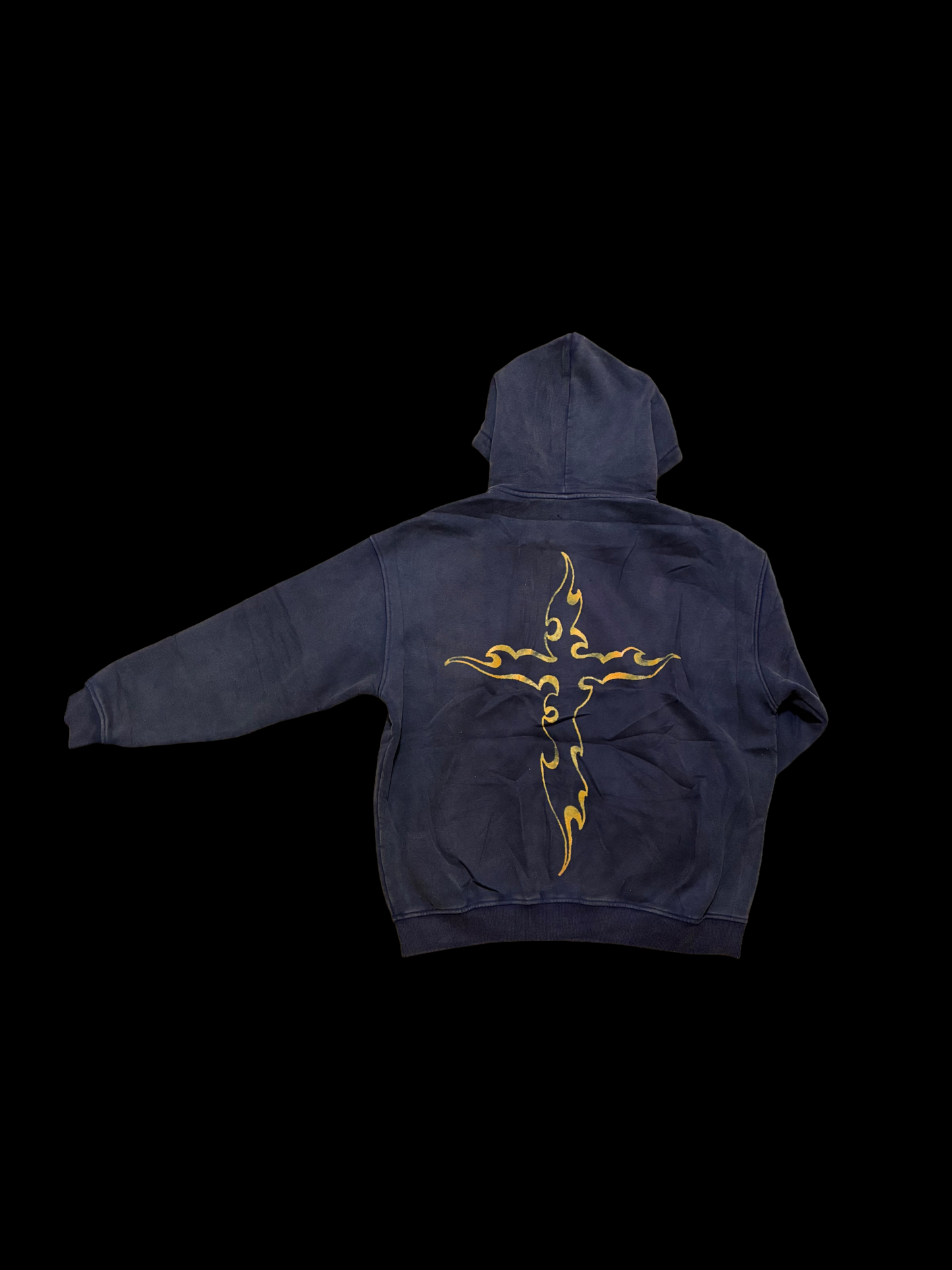Sacred Blessings 'GENESIS' Acid Navy Blue Zipped Hoodie